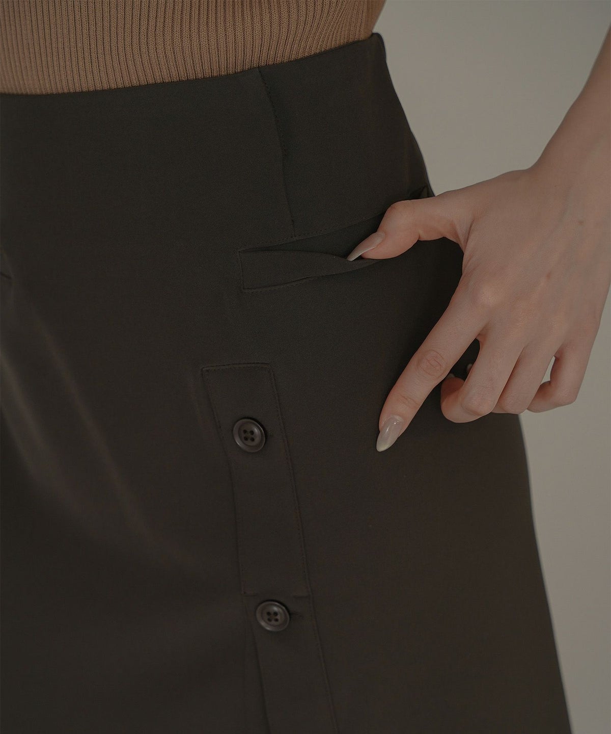 ペンシルスカート ツイル ナローシルエット スリット入り カジュアル エレガント 海外系 きれいめ 韓国風 韓国系 スタイル盛れ KINO THE KEI