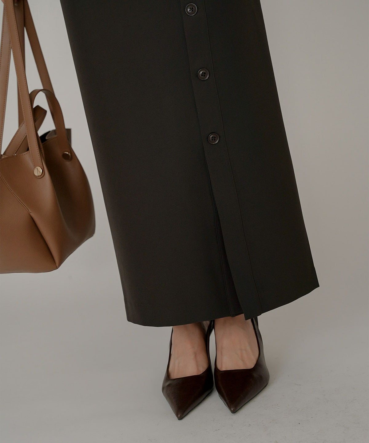 ペンシルスカート ツイル ナローシルエット スリット入り カジュアル エレガント 海外系 きれいめ 韓国風 韓国系 スタイル盛れ KINO THE KEI