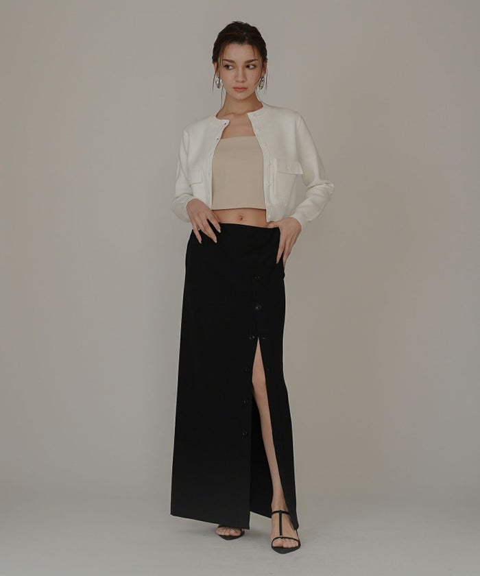 ペンシルスカート ツイル ナローシルエット スリット入り カジュアル エレガント 海外系 きれいめ 韓国風 韓国系 スタイル盛れ KINO THE KEI