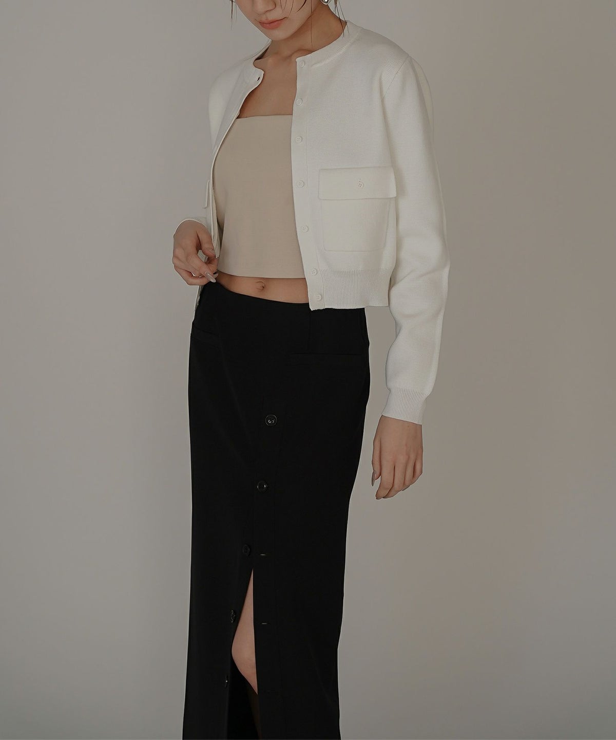 ペンシルスカート ツイル ナローシルエット スリット入り カジュアル エレガント 海外系 きれいめ 韓国風 韓国系 スタイル盛れ KINO THE KEI