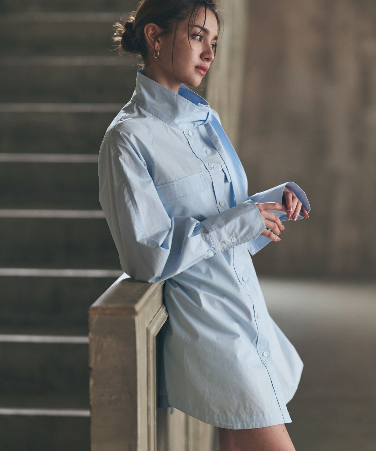 ストリート ストカジ ボーイッシュ メンズライク ロングシャツ チュニック ミニワンピ 長め丈 韓国風 韓国系 カジュアル エレガント 海外系 きれいめ 細見え カジュアル スタイル盛れ KINO THE KEI