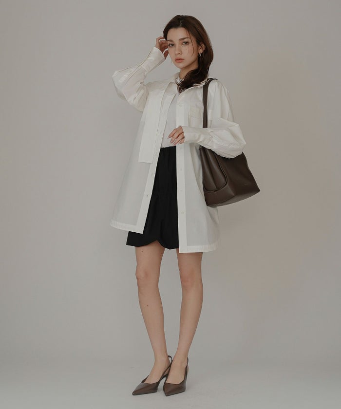 ストリート ストカジ ボーイッシュ メンズライク ロングシャツ チュニック ミニワンピ 長め丈 韓国風 韓国系 カジュアル エレガント 海外系 きれいめ 細見え カジュアル スタイル盛れ KINO THE KEI