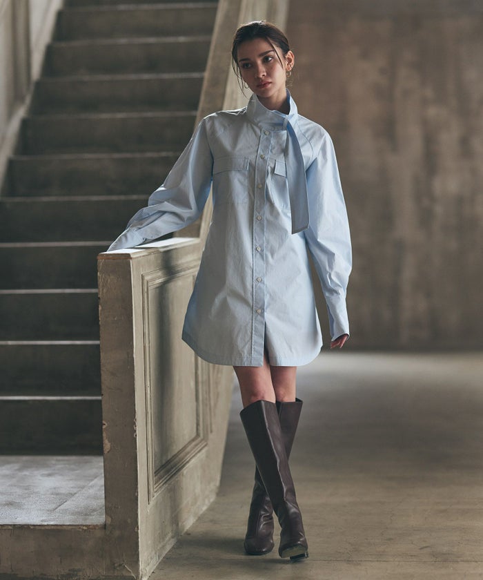 ストリート ストカジ ボーイッシュ メンズライク ロングシャツ チュニック ミニワンピ 長め丈 韓国風 韓国系 カジュアル エレガント 海外系 きれいめ 細見え カジュアル スタイル盛れ KINO THE KEI