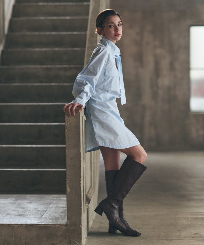 ストリート ストカジ ボーイッシュ メンズライク ロングシャツ チュニック ミニワンピ 長め丈 韓国風 韓国系 カジュアル エレガント 海外系 きれいめ 細見え カジュアル スタイル盛れ KINO THE KEI