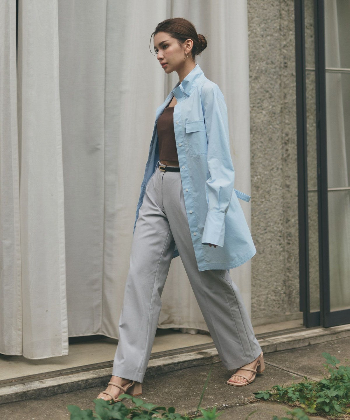 ストリート ストカジ ボーイッシュ メンズライク ロングシャツ チュニック ミニワンピ 長め丈 韓国風 韓国系 カジュアル エレガント 海外系 きれいめ 細見え カジュアル スタイル盛れ KINO THE KEI