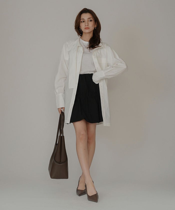 ストリート ストカジ ボーイッシュ メンズライク ロングシャツ チュニック ミニワンピ 長め丈 韓国風 韓国系 カジュアル エレガント 海外系 きれいめ 細見え カジュアル スタイル盛れ KINO THE KEI