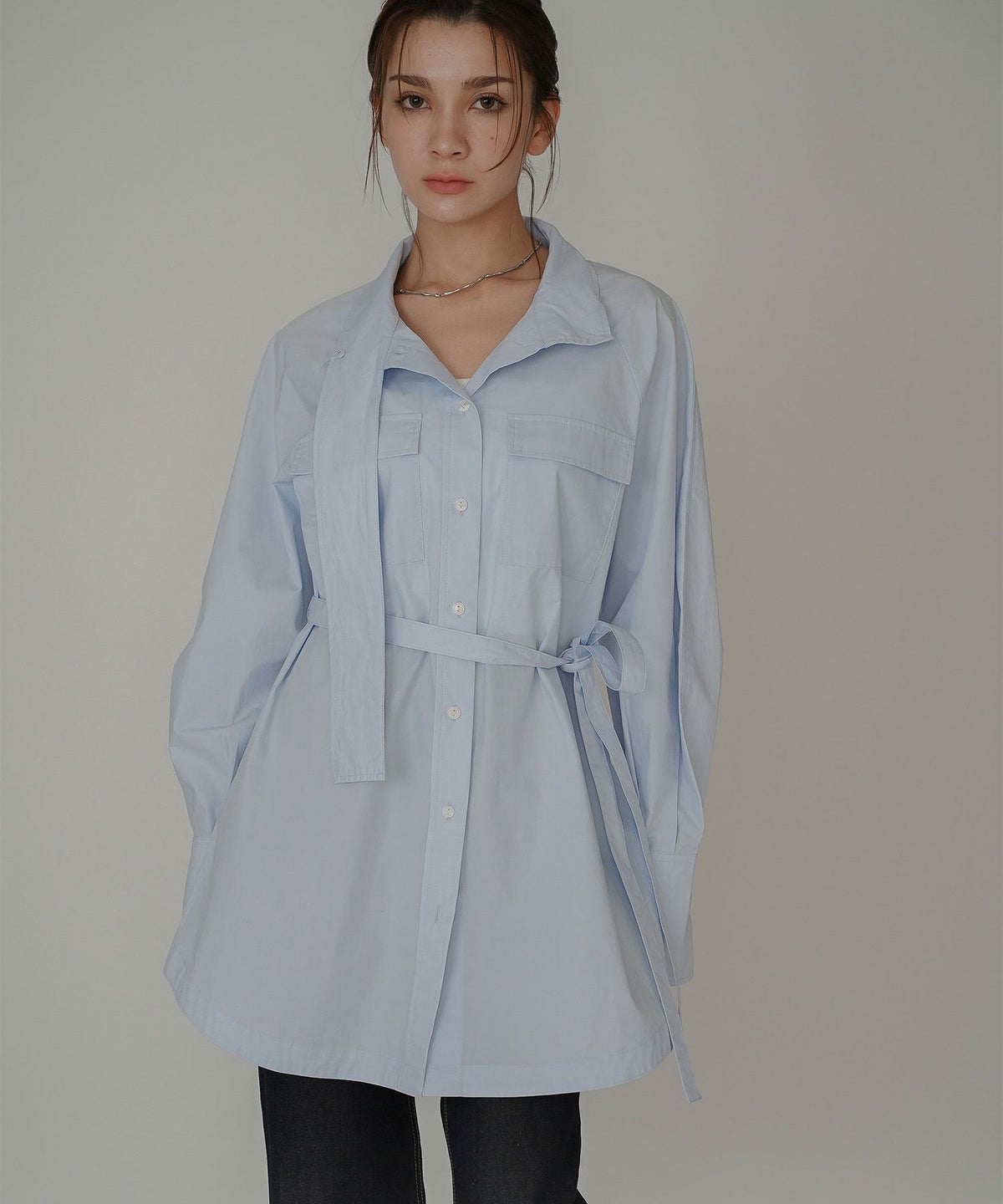 ストリート ストカジ ボーイッシュ メンズライク ロングシャツ チュニック ミニワンピ 長め丈 韓国風 韓国系 カジュアル エレガント 海外系 きれいめ 細見え カジュアル スタイル盛れ KINO THE KEI