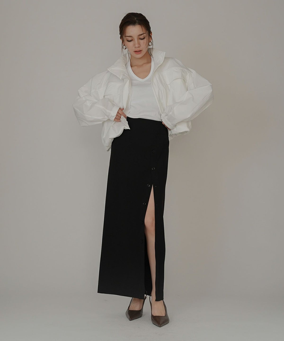 リラックス 休日 ワークアウト ヨガ ジム ウェア ランニング ウォーキング 通勤 通学 ベーシック タイトシルエット スリット入り リブ カジュアル エレガント 海外系 きれいめ 韓国風 韓国系 スタイル盛れ KINO THE KEI