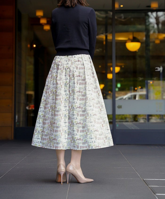 スカート ボトムス レディース ファッション 膝下丈 かわいい きれいめ 柄 リバティ ウォッシャブル 春秋 ジョイントスペース