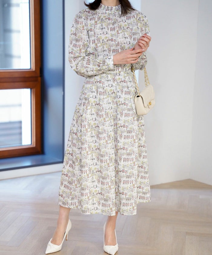 スカート ボトムス レディース ファッション 膝下丈 かわいい きれいめ 柄 リバティ ウォッシャブル 春秋 ジョイントスペース