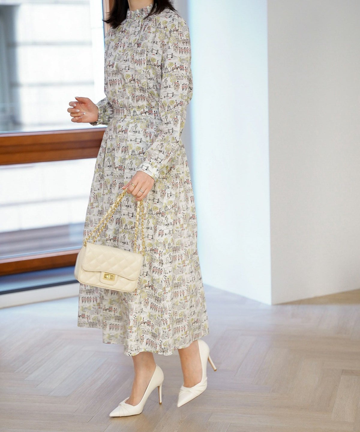 スカート ボトムス レディース ファッション 膝下丈 かわいい きれいめ 柄 リバティ ウォッシャブル 春秋 ジョイントスペース