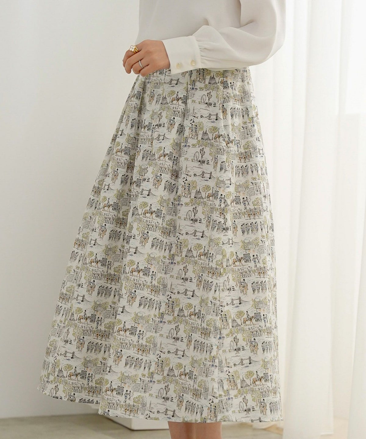 スカート ボトムス レディース ファッション 膝下丈 かわいい きれいめ 柄 リバティ ウォッシャブル 春秋 ジョイントスペース