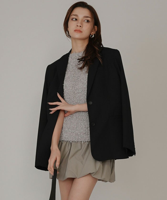 袖スリット 裏地 お洒落 可愛い メンズライク カジュアル シンプル スーツジャケット カジュアル エレガント 海外系 きれいめ 韓国風 韓国系 スタイル盛れ KINO THE KE