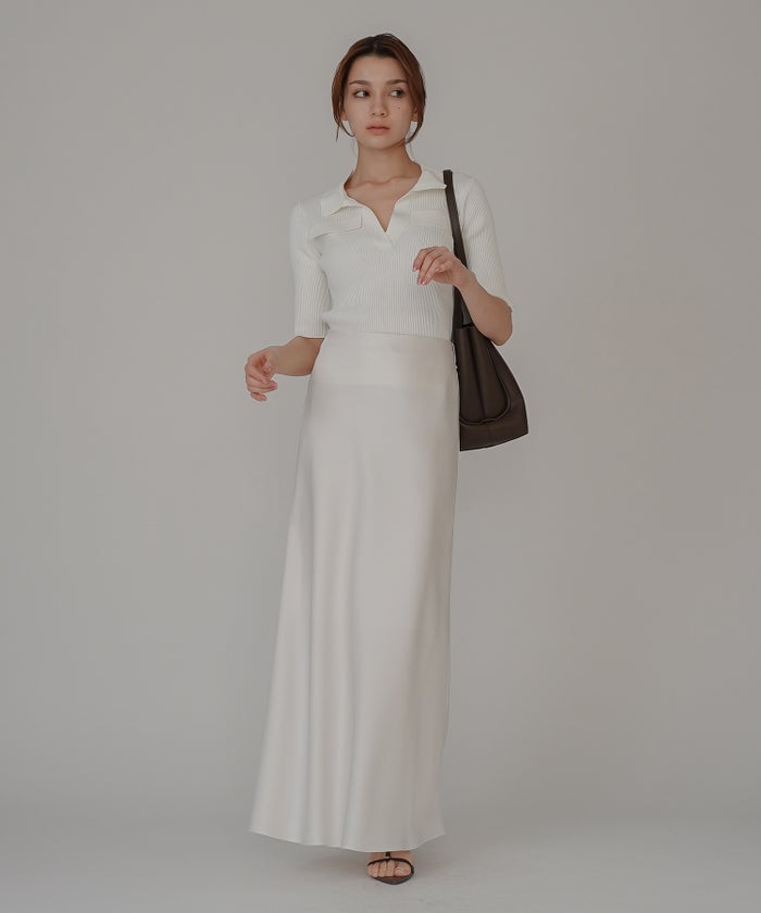 サマーニット スリット入り シンプル 大人可愛い きれいめ カジュアル 通勤 通学 涼しい 快適 無地 Tシャツ風 ニットポロ 上品 体型カバー 大人女子 夏服 海外系 きれいめ 韓国風 韓国系 スタイル盛れ KINO THE KEI