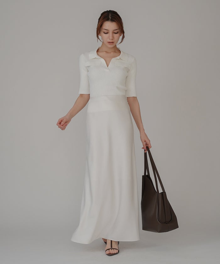 サマーニット スリット入り シンプル 大人可愛い きれいめ カジュアル 通勤 通学 涼しい 快適 無地 Tシャツ風 ニットポロ 上品 体型カバー 大人女子 夏服 海外系 きれいめ 韓国風 韓国系 スタイル盛れ KINO THE KEI