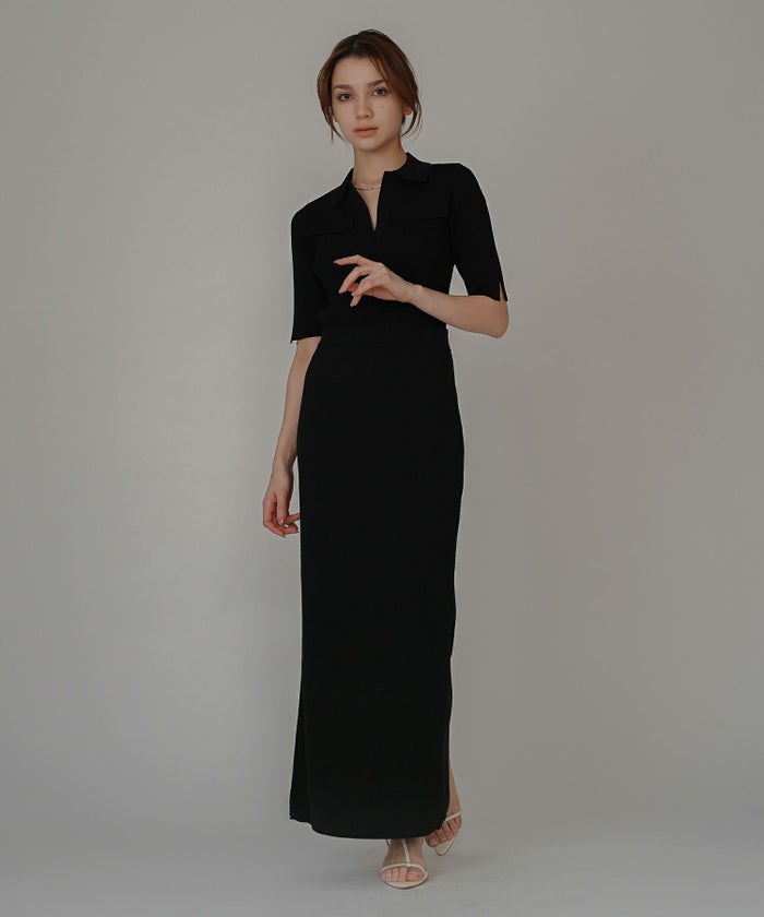 サマーニット スリット入り シンプル 大人可愛い きれいめ カジュアル 通勤 通学 涼しい 快適 無地 Tシャツ風 ニットポロ 上品 体型カバー 大人女子 夏服 海外系 きれいめ 韓国風 韓国系 スタイル盛れ KINO THE KEI