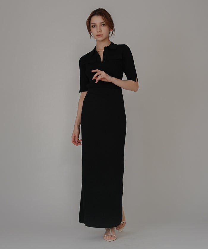 サマーニット スリット入り シンプル 大人可愛い きれいめ カジュアル 通勤 通学 涼しい 快適 無地 Tシャツ風 ニットポロ 上品 体型カバー 大人女子 夏服 海外系 きれいめ 韓国風 韓国系 スタイル盛れ KINO THE KEI