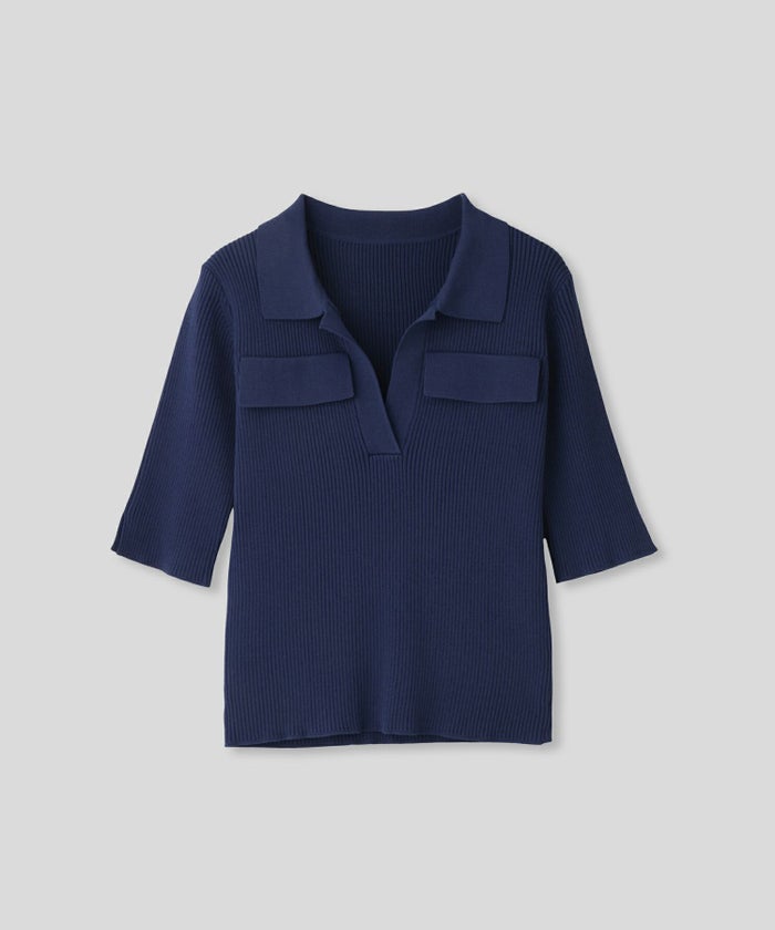 サマーニット スリット入り シンプル 大人可愛い きれいめ カジュアル 通勤 通学 涼しい 快適 無地 Tシャツ風 ニットポロ 上品 体型カバー 大人女子 夏服 海外系 きれいめ 韓国風 韓国系 スタイル盛れ KINO THE KEI