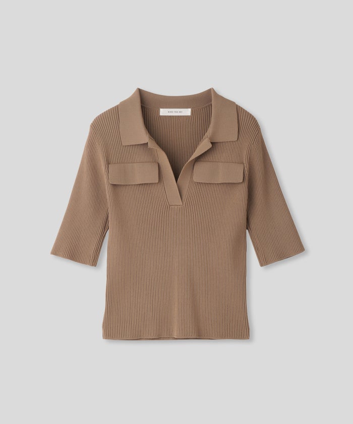 サマーニット スリット入り シンプル 大人可愛い きれいめ カジュアル 通勤 通学 涼しい 快適 無地 Tシャツ風 ニットポロ 上品 体型カバー 大人女子 夏服 海外系 きれいめ 韓国風 韓国系 スタイル盛れ KINO THE KEI