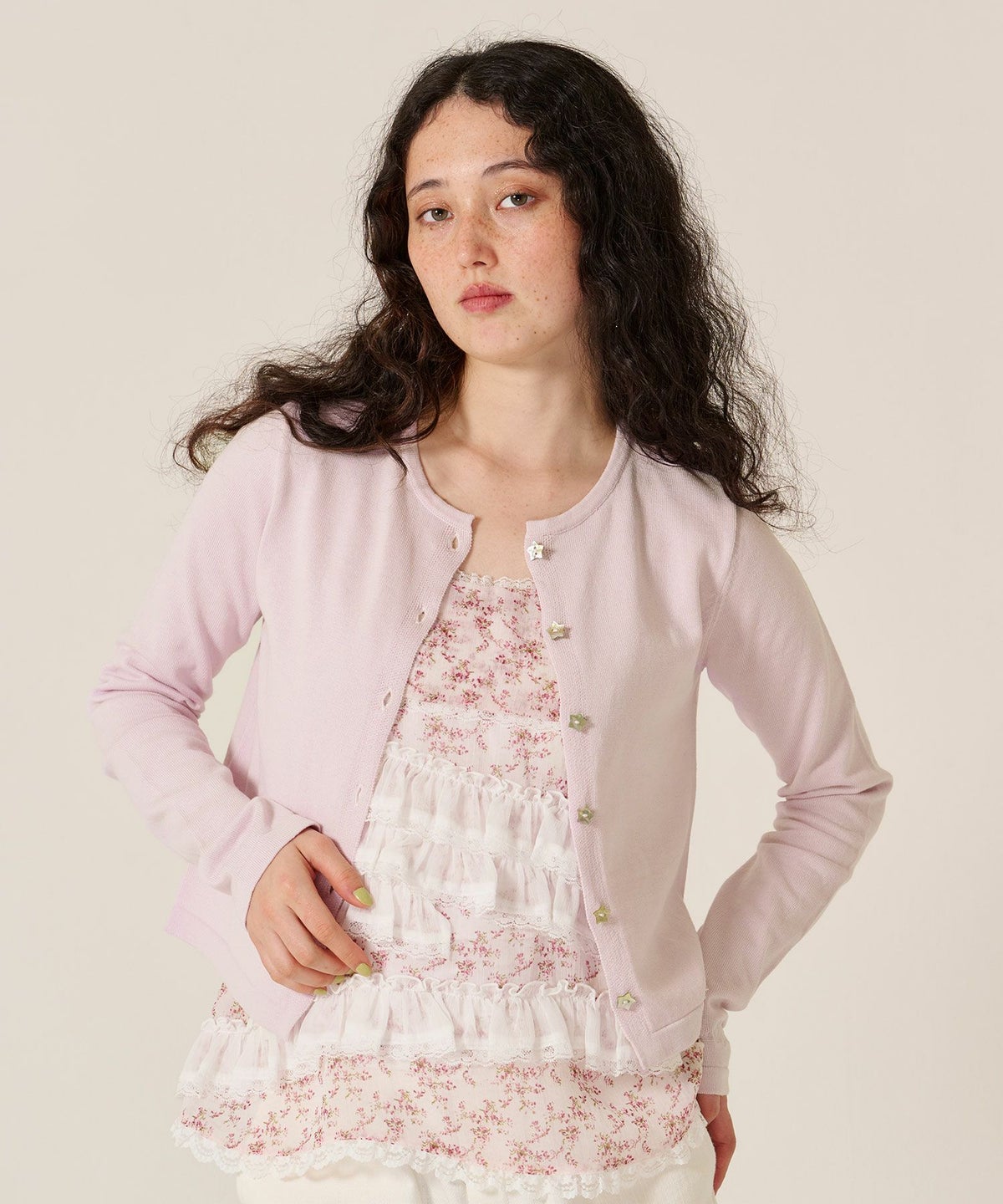 スター/ボタン/カーディガン