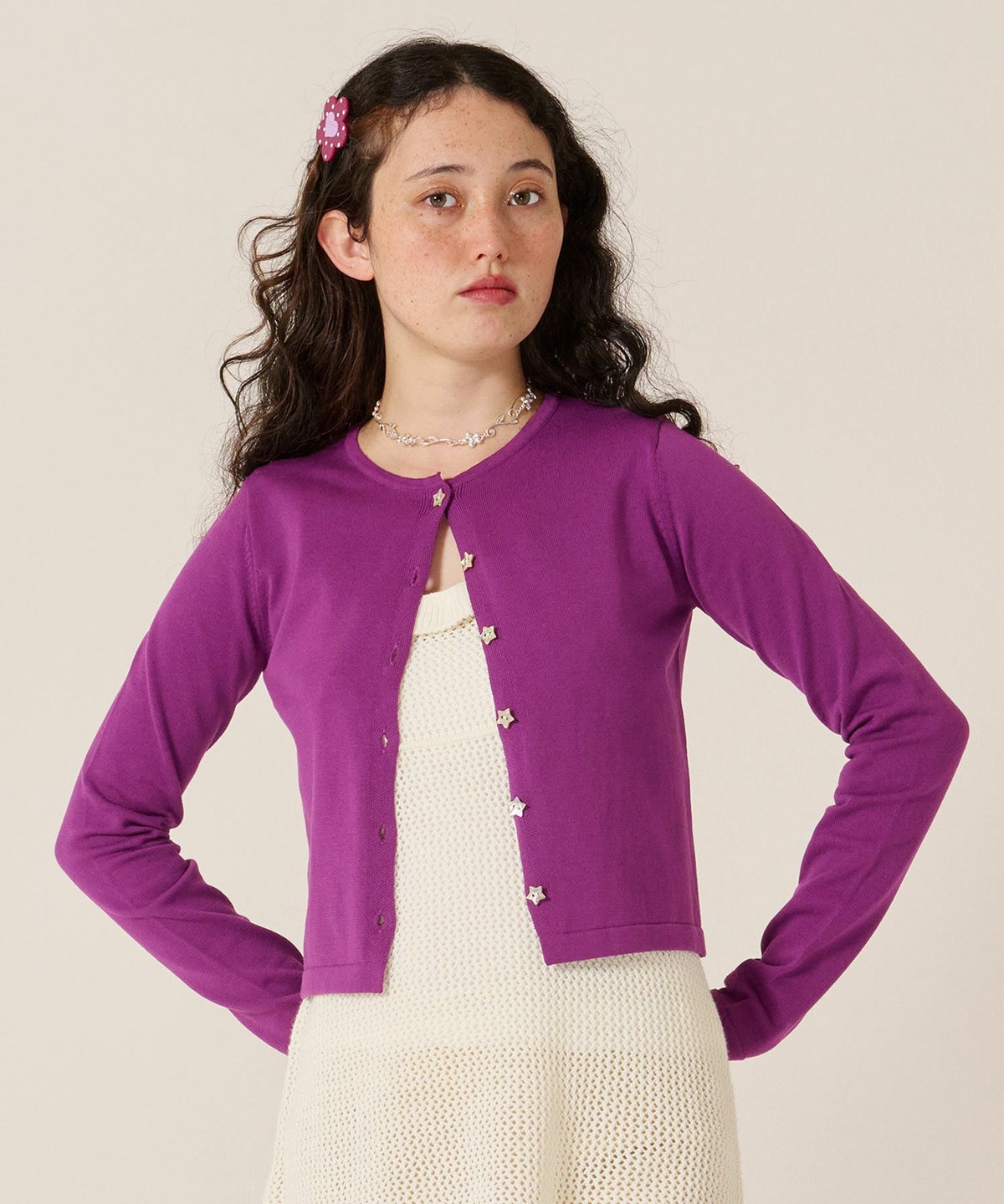 スター/ボタン/カーディガン