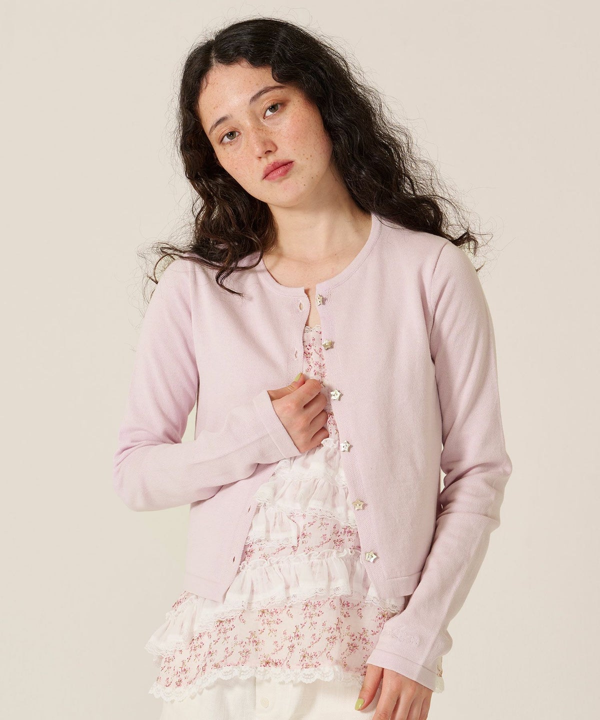 スター/ボタン/カーディガン