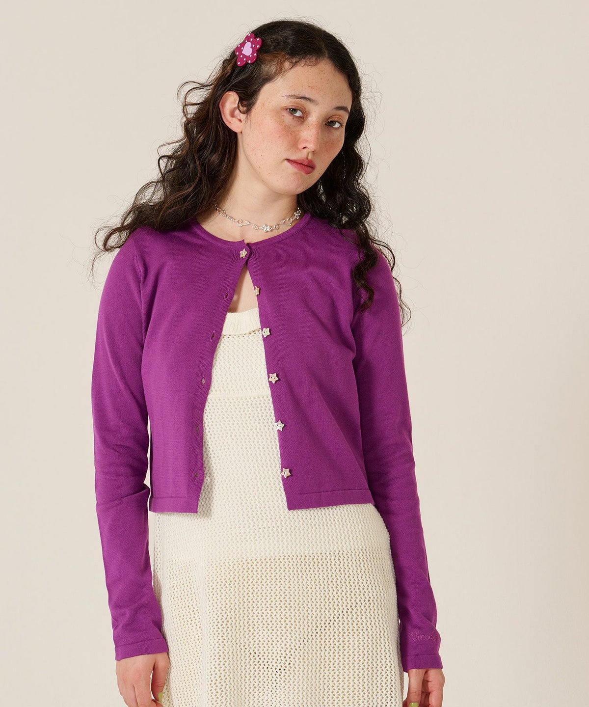 スター/ボタン/カーディガン