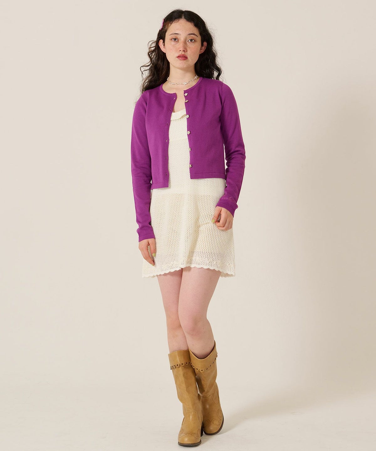 スター/ボタン/カーディガン