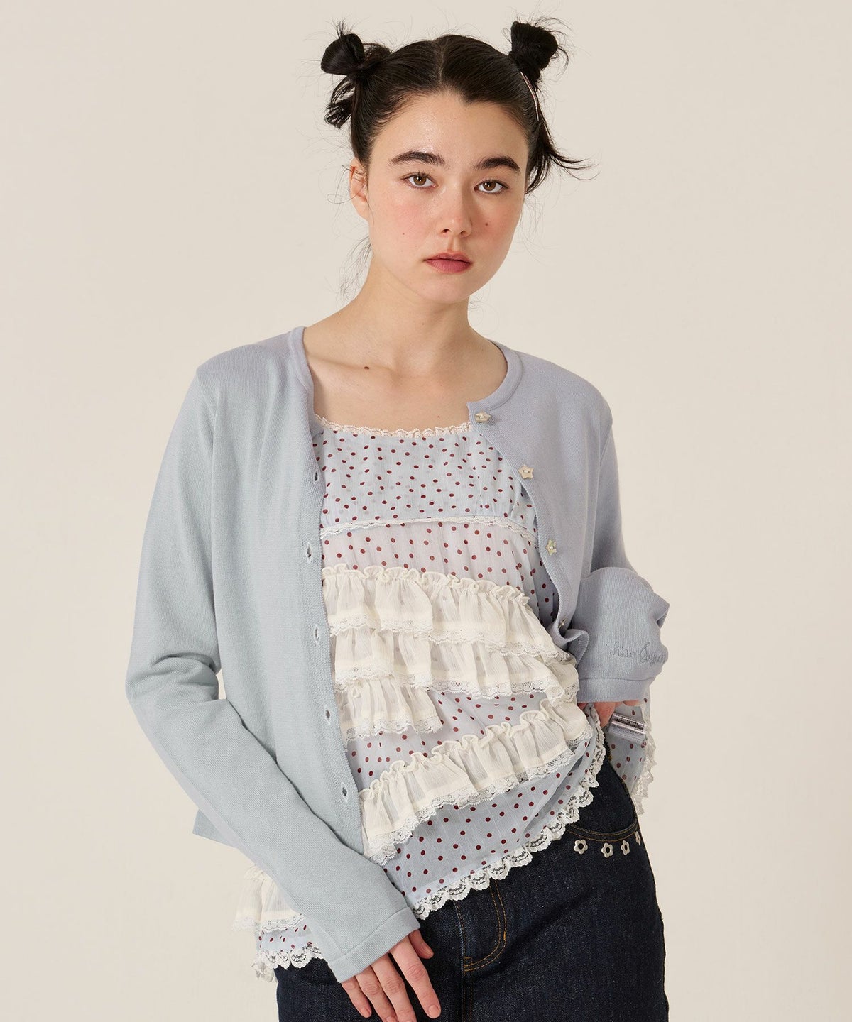 スター/ボタン/カーディガン