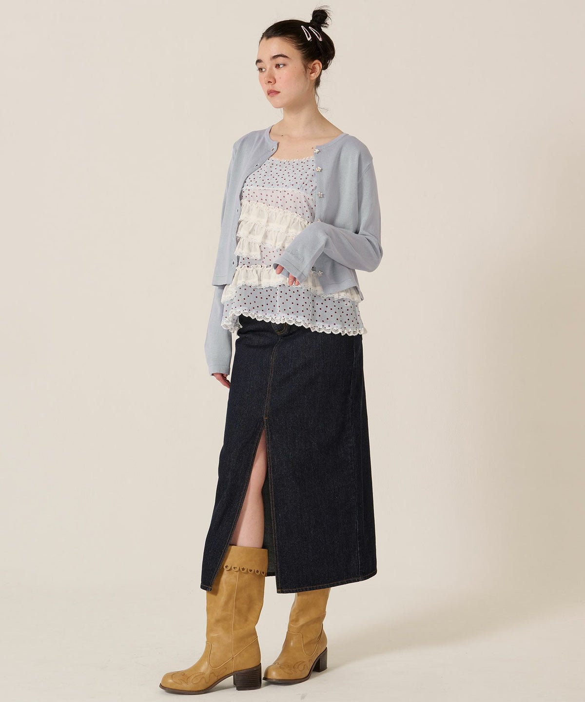 スター/ボタン/カーディガン