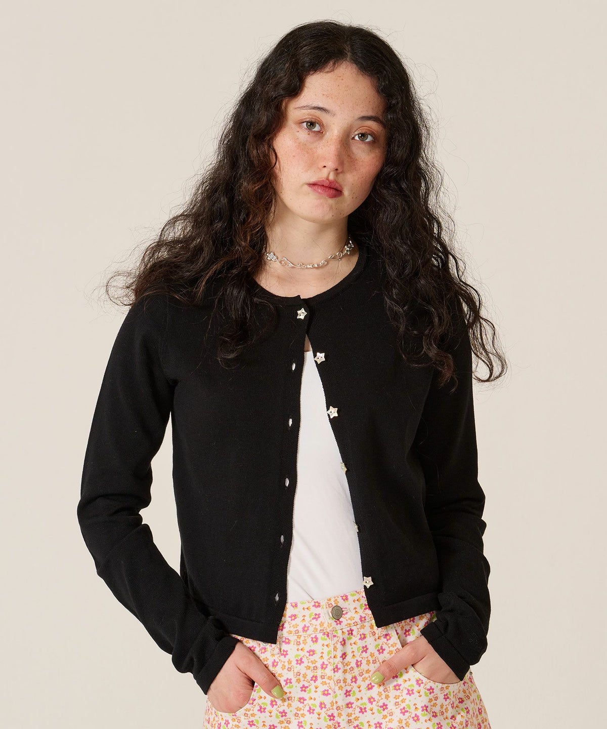 スター/ボタン/カーディガン