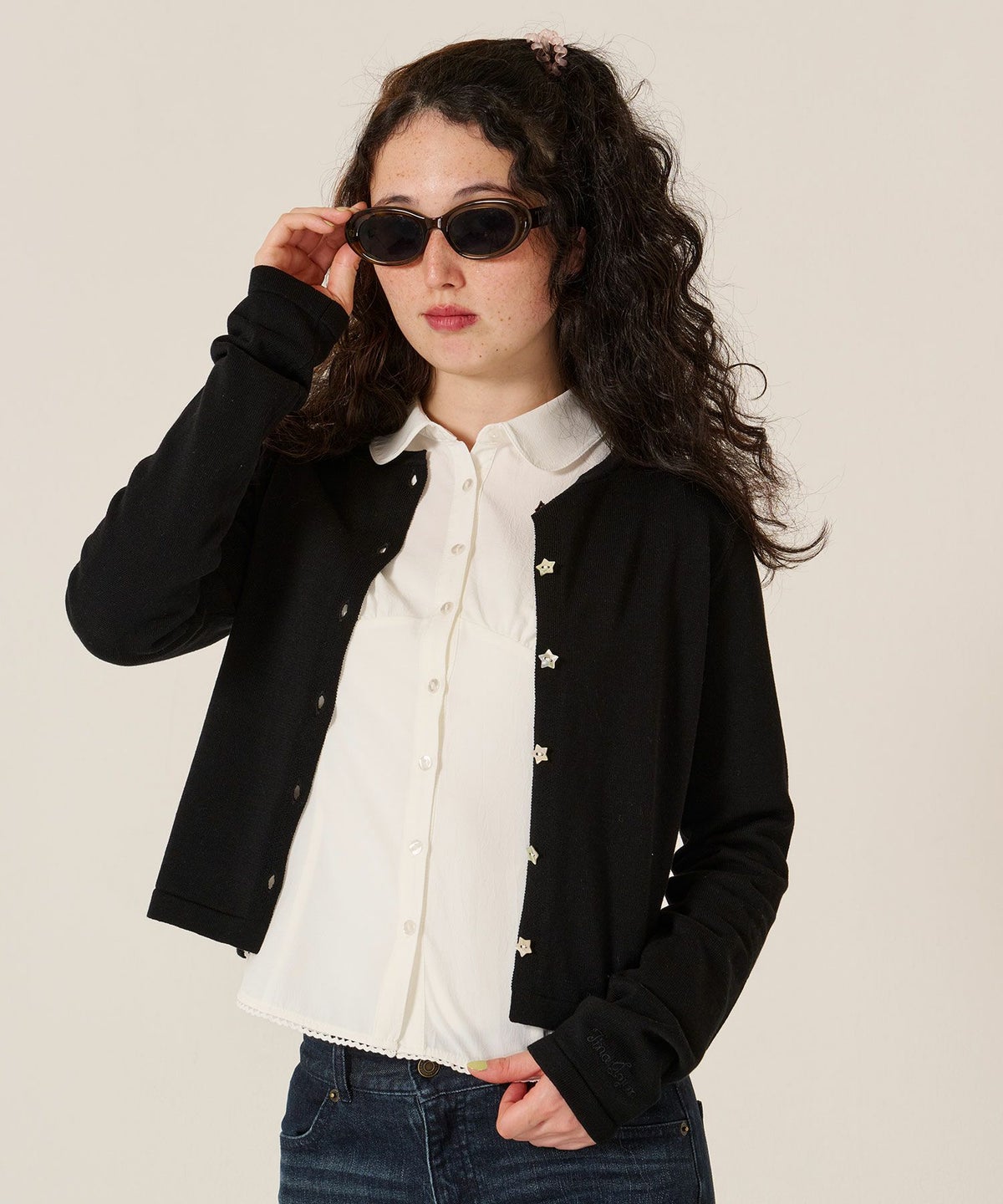 スター/ボタン/カーディガン