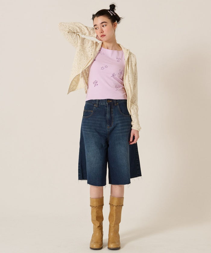 刺繍/バイカラ-/タンクトップ/ノースリーブ