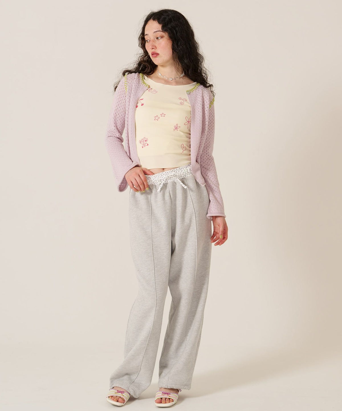 刺繍/バイカラ-/タンクトップ/ノースリーブ