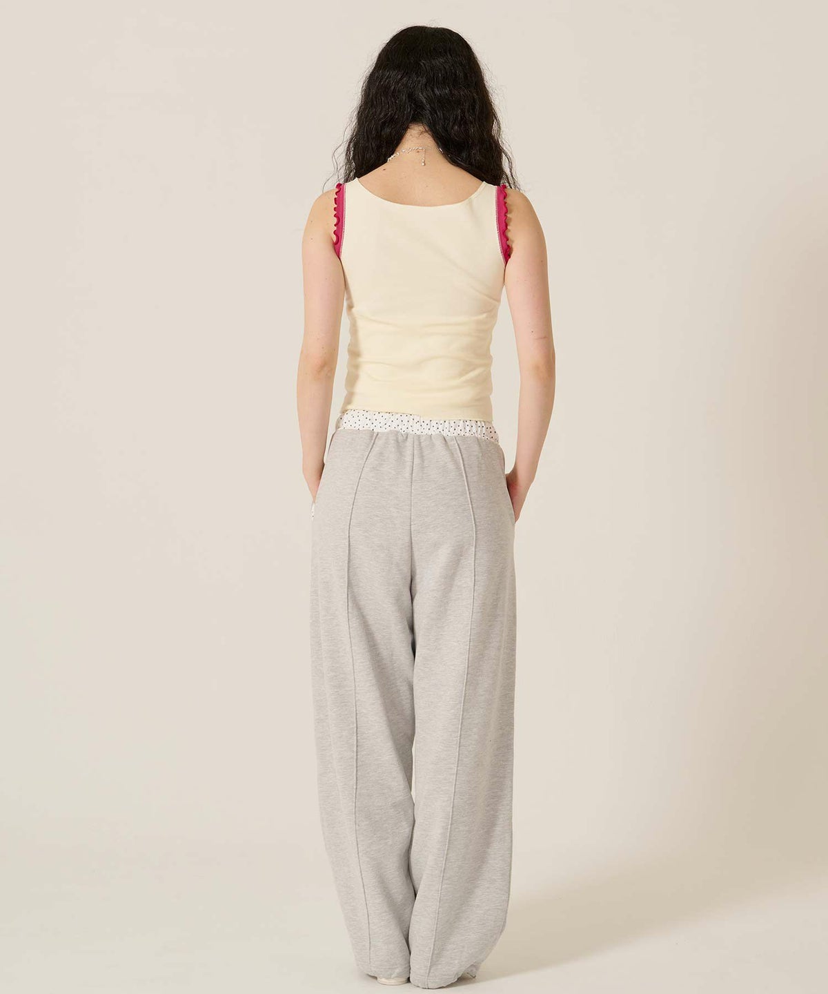 刺繍/バイカラ-/タンクトップ/ノースリーブ