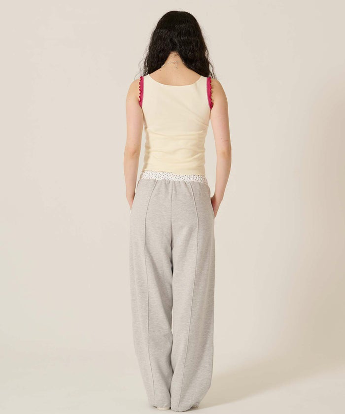 刺繍/バイカラ-/タンクトップ/ノースリーブ