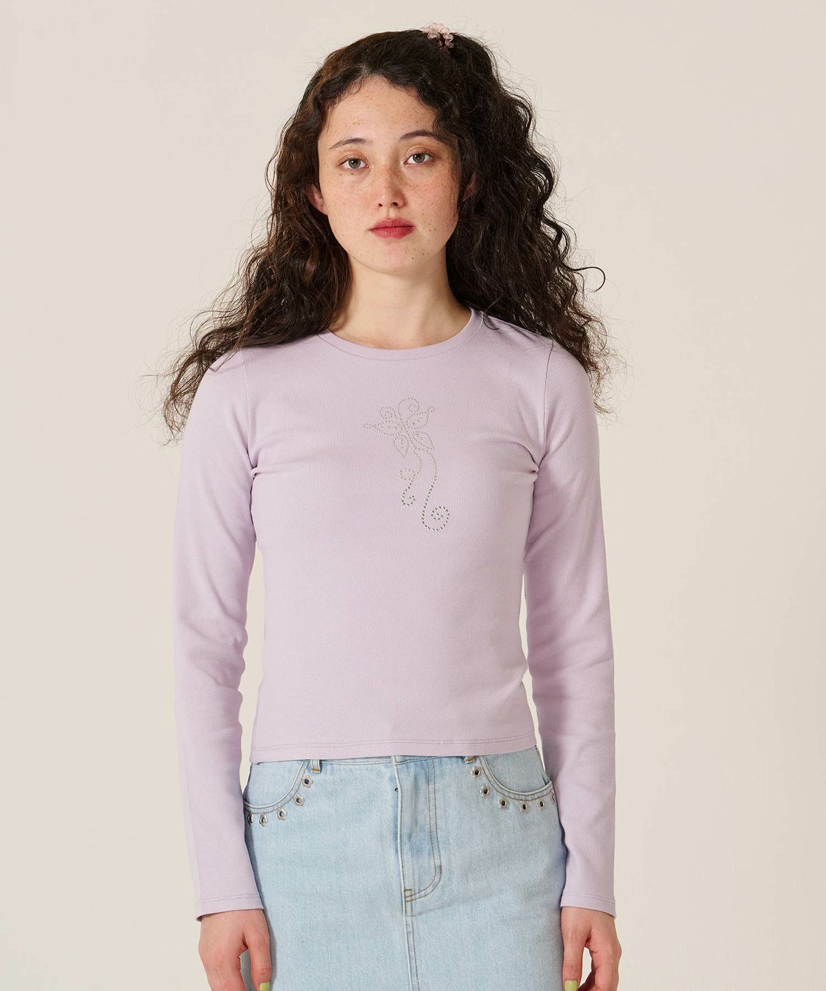 バタフライ/スタッズ/ロンT/カットソー