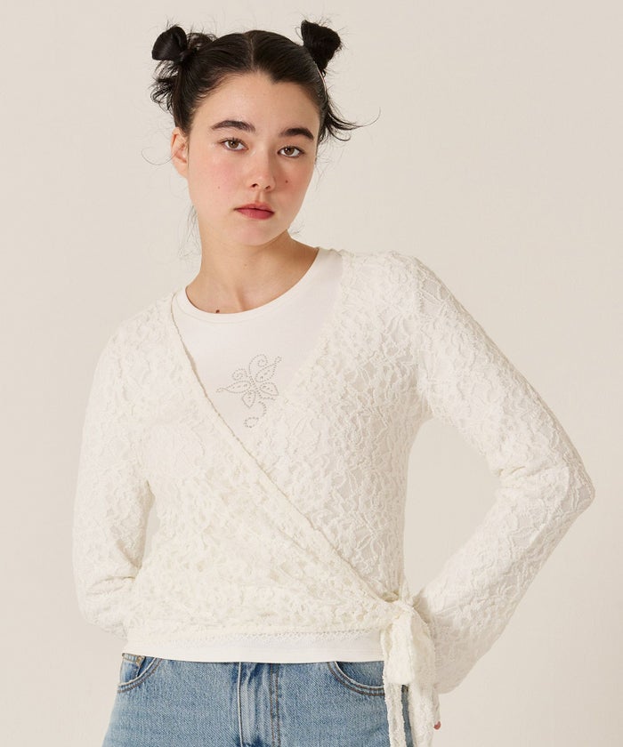 バタフライ/スタッズ/ロンT/カットソー