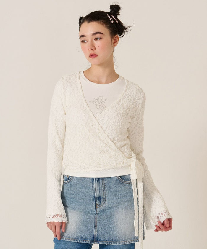 バタフライ/スタッズ/ロンT/カットソー