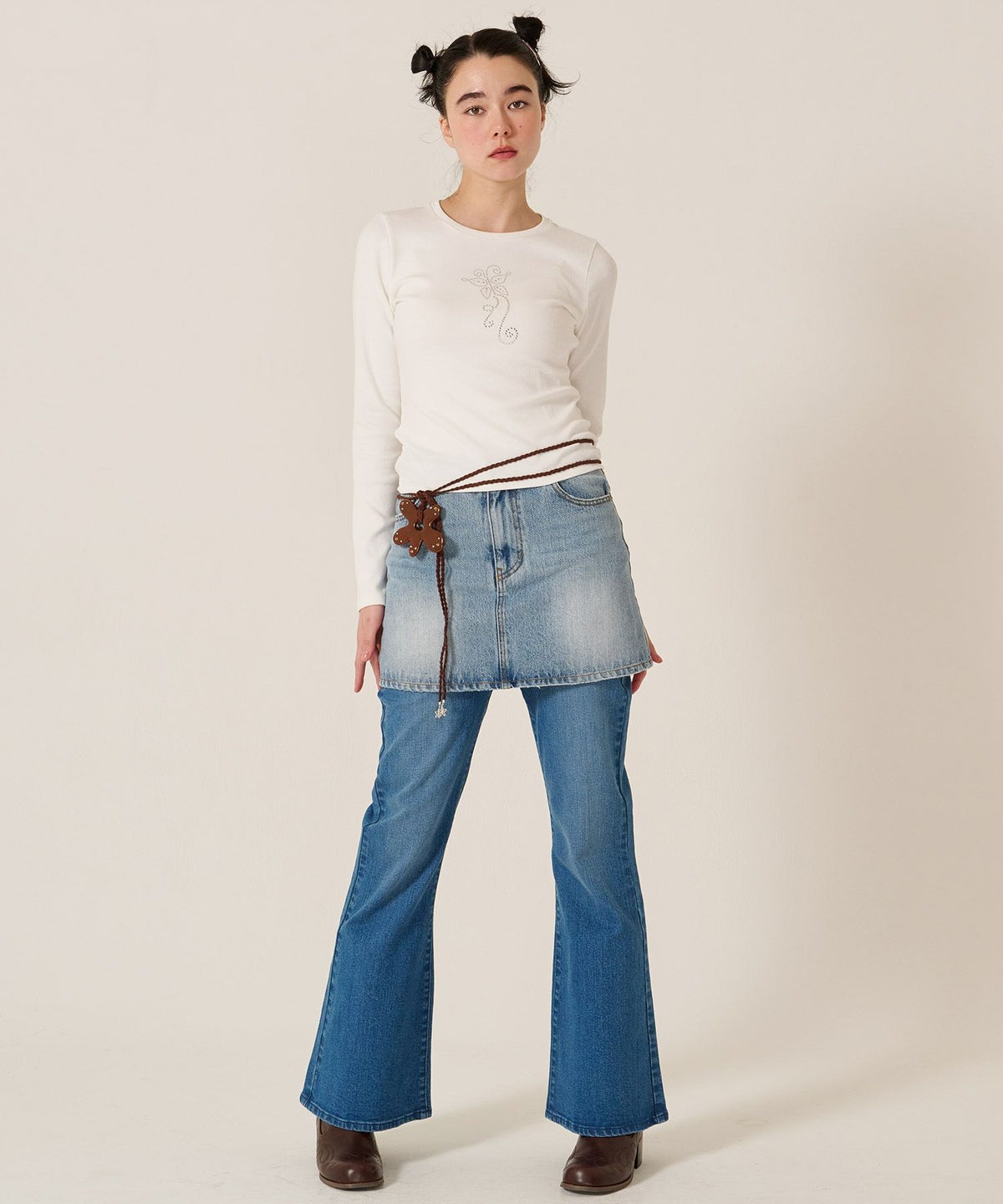 バタフライ/スタッズ/ロンT/カットソー