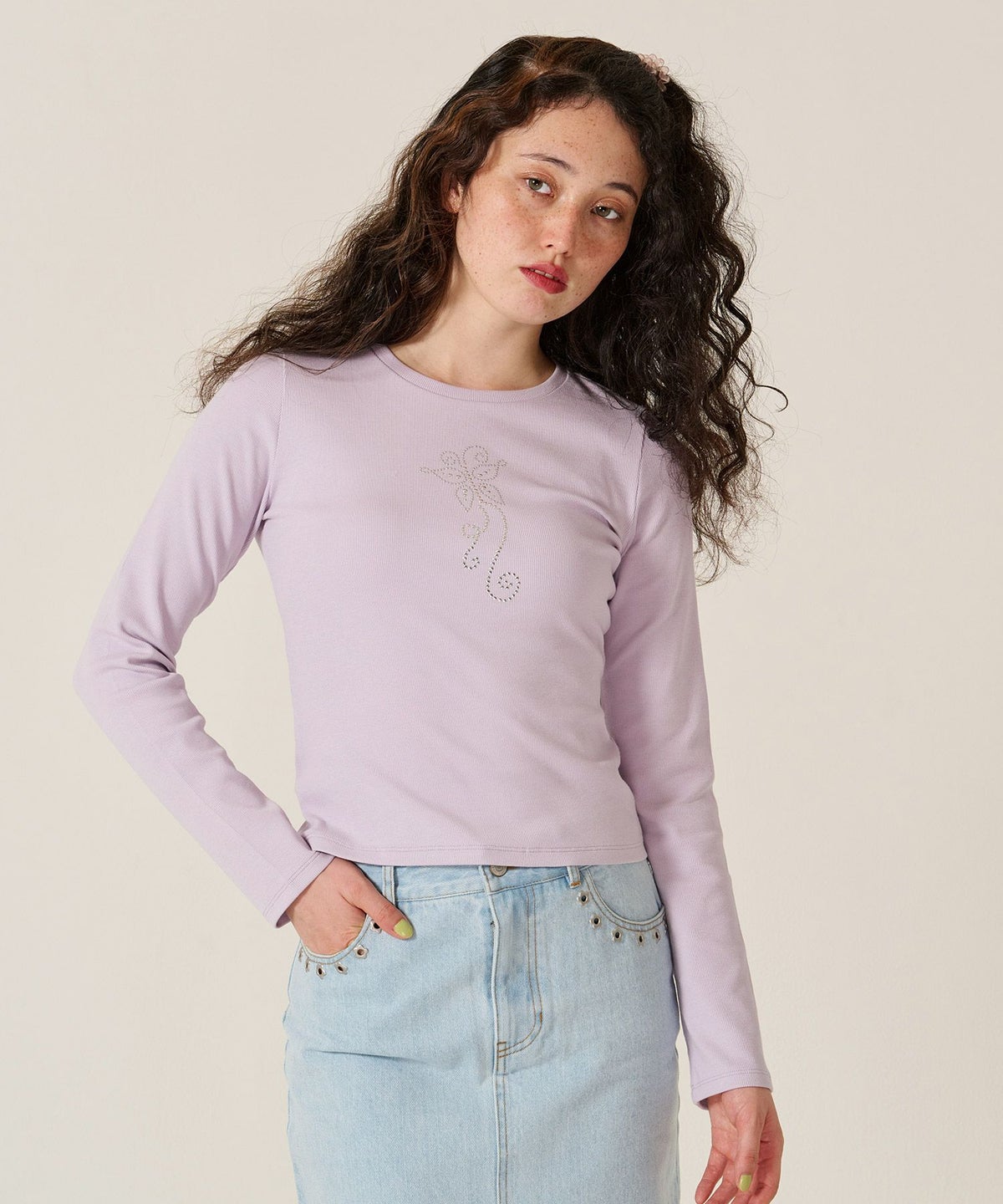 バタフライ/スタッズ/ロンT/カットソー