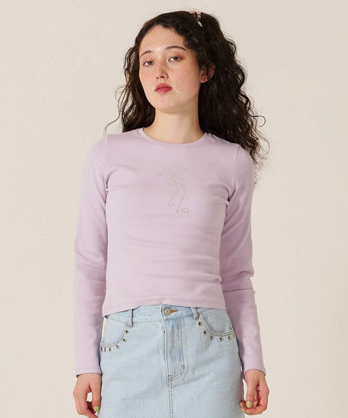 バタフライ/スタッズ/ロンT/カットソー