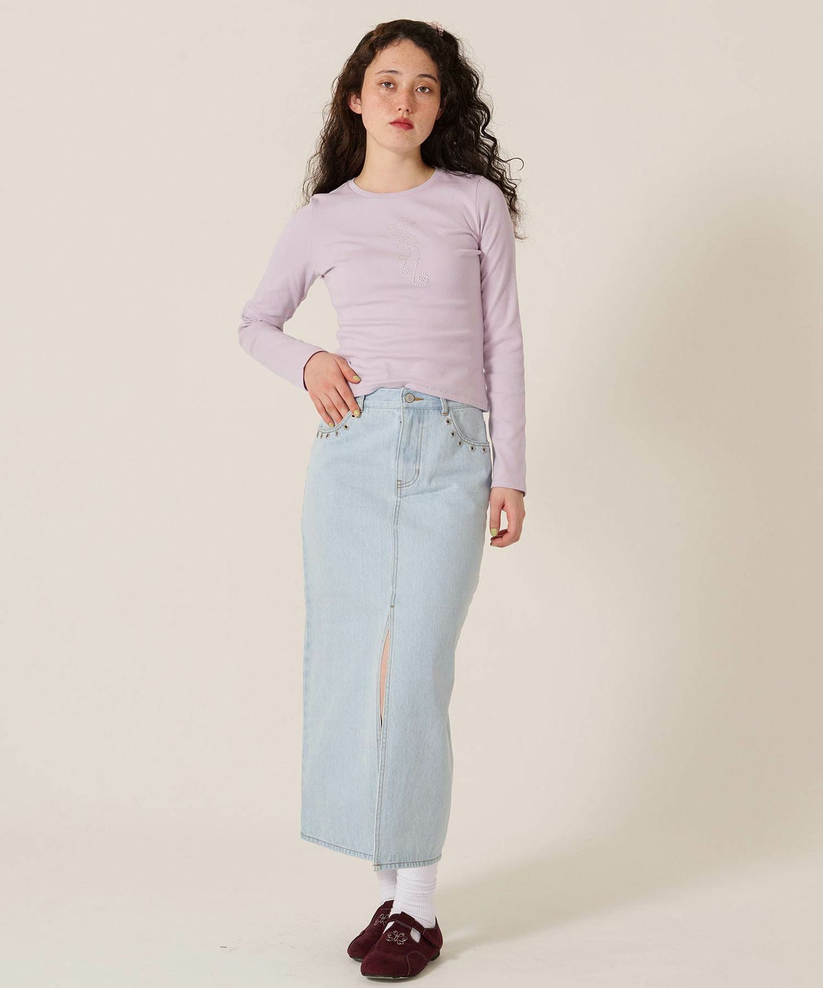 バタフライ/スタッズ/ロンT/カットソー