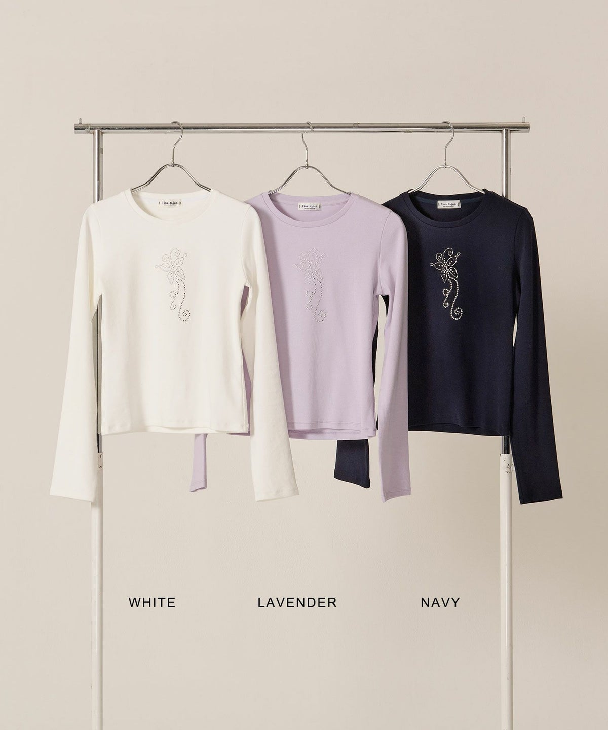 バタフライ/スタッズ/ロンT/カットソー