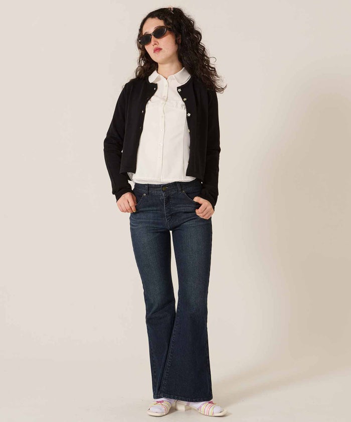 フレア/デニム/ブーツカット/フラワー スタッズ フレア デニムパンツ TINA：JOJUN