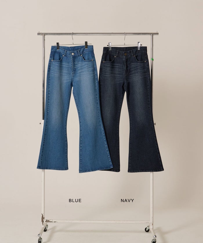 フレア/デニム/ブーツカット/フラワー スタッズ フレア デニムパンツ TINA：JOJUN