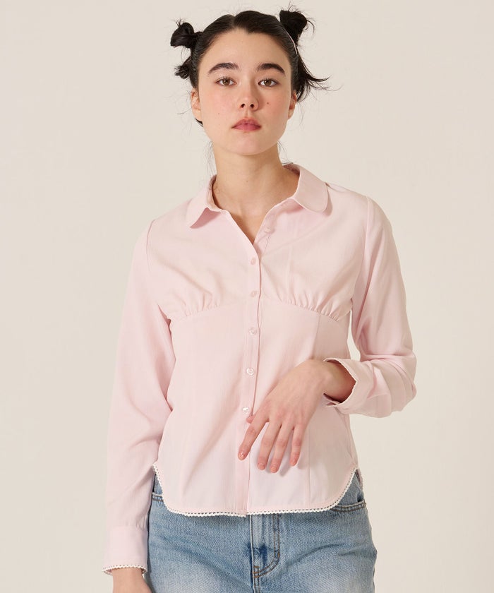 ブラウス/トップス/シャツ/ウエストシェイプ 丸襟 ブラウス TINA：JOJUN