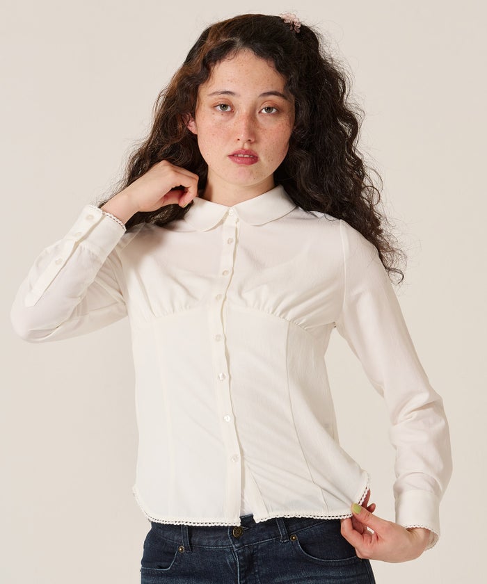 ブラウス/トップス/シャツ/ウエストシェイプ 丸襟 ブラウス TINA：JOJUN