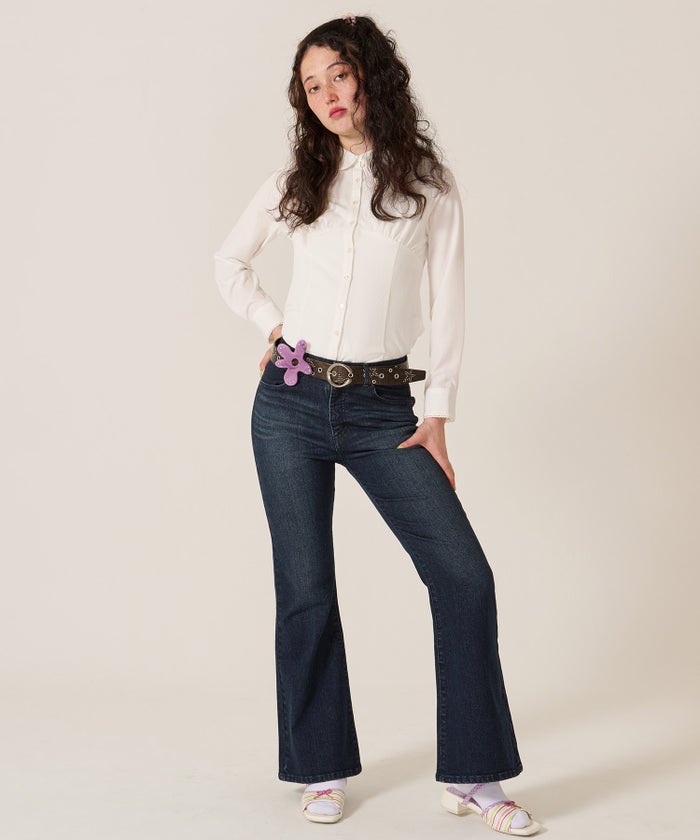 ブラウス/トップス/シャツ/ウエストシェイプ 丸襟 ブラウス TINA：JOJUN