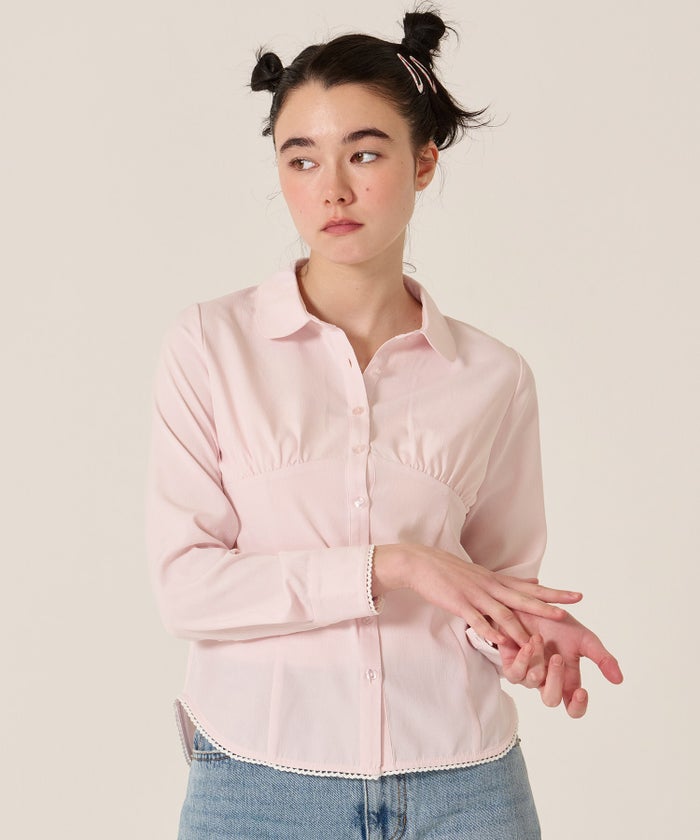 ブラウス/トップス/シャツ/ウエストシェイプ 丸襟 ブラウス TINA：JOJUN